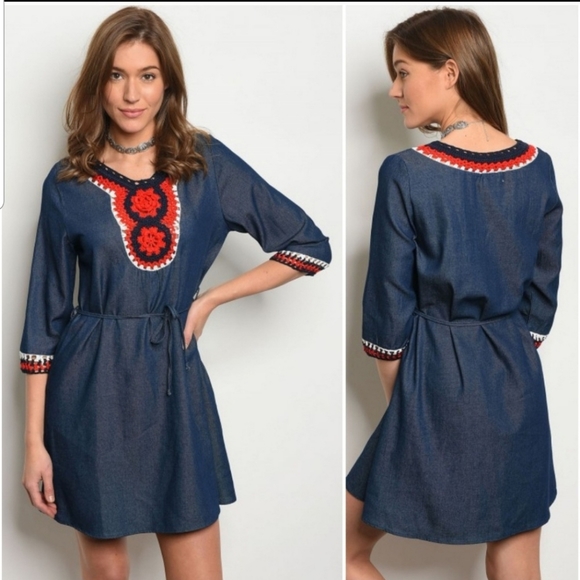 Dresses & Skirts - Chambray Embroidered Dress